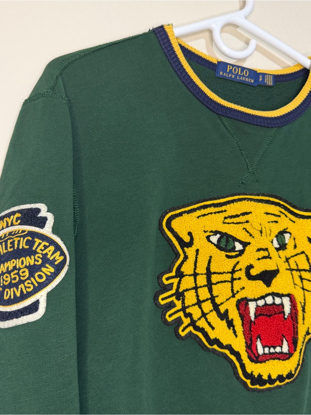 Polo Ralph Lauren Tiger Patch RL67 Sweatshirt Crewneck Varsity Football P Wing - Picture 2 of 6